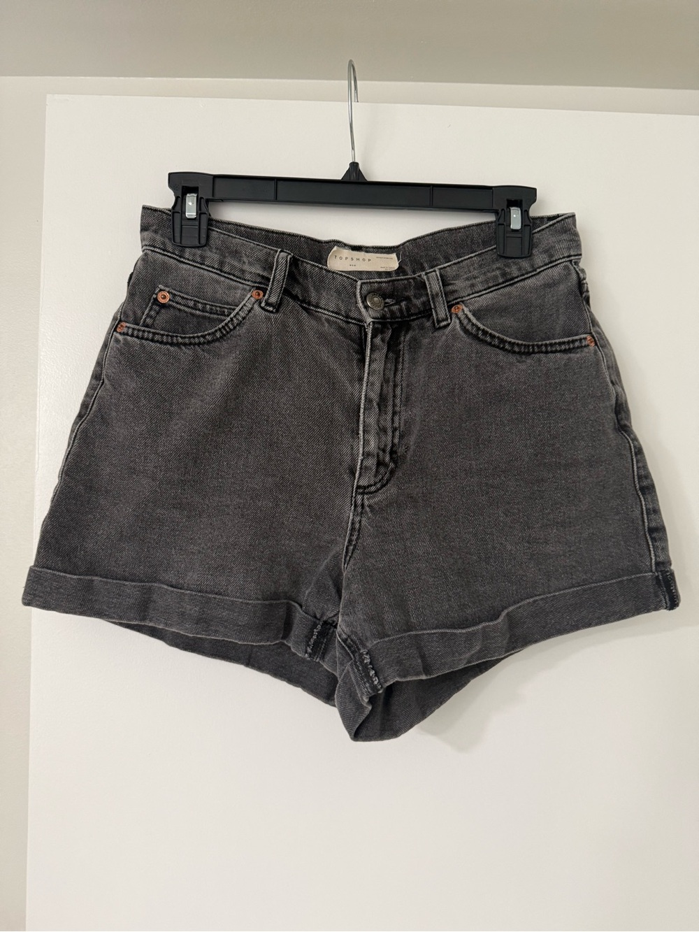 Topshop High-Rise Washed Black Denim Women’s Shorts